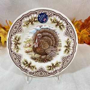 Royal Stafford Woodland Harvest Turkey Thanksgiving Salad Plates Set of 4 New
